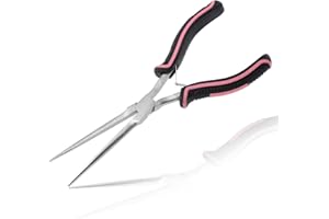 LEONTOOL 7" Extra Long Needle Nose Pliers for Jewelry Making, Long Reach Needle Nose Pliers Slim with Teeth, Mini Precision J