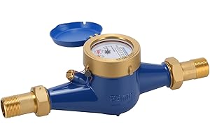 MEASUREMAN 1" Durable Multi-Jet Gallon Water Meter Lead-Free Brass Non-Pulsed Output for Home Water Systems