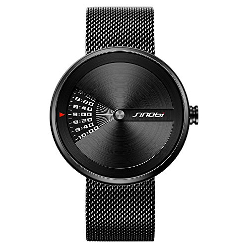 SINOBI Business Watches Men Fashion Original Design Watch Men Steel Mesh Men s Watch Clock Relogio Masculino Creative Wristwatch (Black)