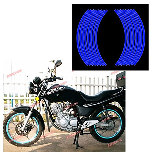 INSFIRE Universal Car Motorcycle Scooter Wheel Safety Rim Stripe Reflective Decal Sticker Tire Tape for Yamaha Honda KTM Suzuki Kawasaki Aprilia (Blue)