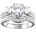 XAHH Women's 2 PCS Platinum Plated Ring Princess Cut 3 Cubic Zirconia Bridal Engagement Wedding Band Set Size 11