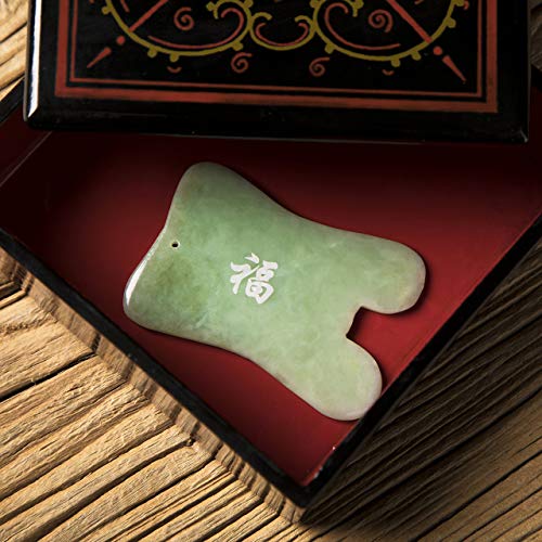 Gua Sha Facial Massage Tool, Gua Sha Massage Tool, Genuine Jade Gua Sha Board with Printed Chinese Character Blessing… - Image 3