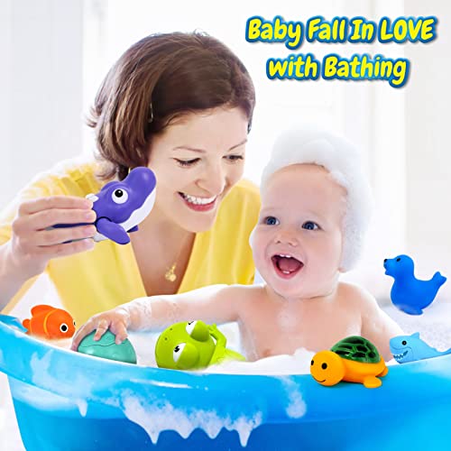 PATIFEED Bath Toys with Shower, Floating Squirt Toy, Windup Toy Soft Swimming Pool Games Water