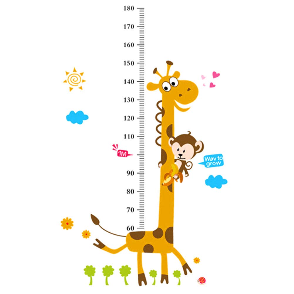 Atyhao Wall Sticker, 4Pcs Giraffe Children Height Measure Removable Wall Sticker for Children's Room Kindergarten