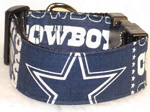 1" & 1.5" Wide, Dallas Cowboys Rowdy Side Release Dog Collar (Adjustable)