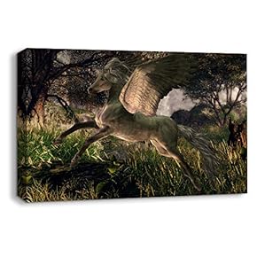 Canvas Wall Art Angel and Dragon Pictures Home Wall Decorations for Bedroom Living Room Paintings Canvas Prints Framed - 12x18 inches