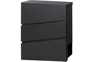 Wall Mounted Mailboxes with Key Lock, Lovndi Large Capacity Drop Mail Locking Box for Outdoor, Lockbox 932 Black Matt