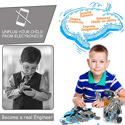 CIRO Solar Robot Creation Kit, 12-in-1 Solar Robot Kit for Kids, STEM Educational Science Toys with Working Solar Powered Motorized Engine and Gears