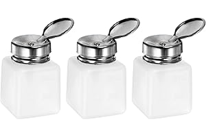HARFINGTON 3pcs Solvent Alcohol Dispensers 120ml(4oz) Push Down Liquid Dispenser Pump with Sealing Stainless Steel Lid for Ac