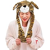 Tiger Plush Animal Hat - Moving Ear Funny Cosplay Party & Christmas Holiday Hat for Kids & Adults