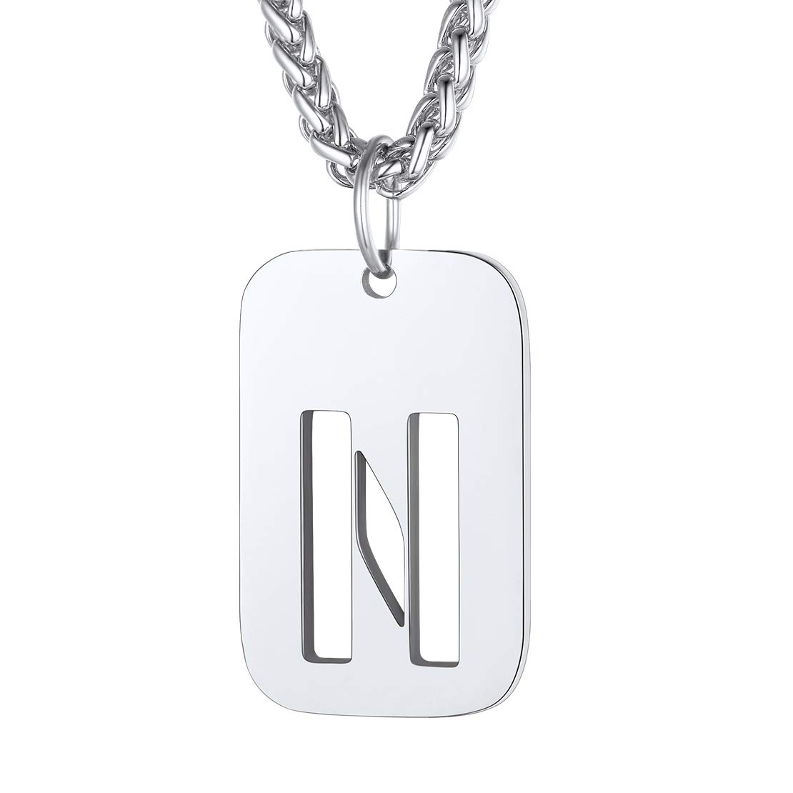 FindChic Personalised Dog Tag Necklace Stainless Steel Men's or Women's Initial N Necklace