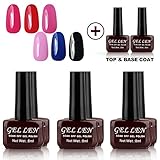 Gellen Gel Nail Polish Uv Led Gel Polish Mixed Colors Top + Base Coats Sets 8Pcs Brown Bottle 8PCS Group 1
