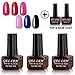 Gellen Gel Nail Polish Uv Led Gel Polish Mixed Colors Top + Base Coats Sets 8Pcs Brown Bottle 8PCS Group 1