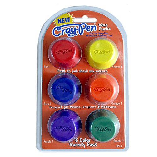 Surebonder CP6-1 6 Piece Wax Pucks Cray-Pen Painting Tool, Red/Yellow/Blue/Orange/Purple/Green