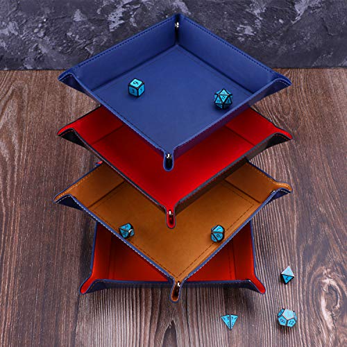 image for Jovitec 4 Pieces Dice Tray Dice Rolling Tray PU Leather Dice Holder Fo