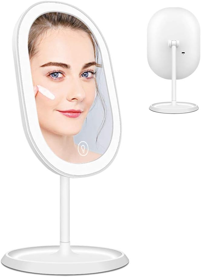 SENWOW Makeup Mirror Build-in Rechargeable Battery LED Lighted Cosmetic Mirror 4.5x6.5 inch Tabletop Desktop Mirror Best Gift for Women Girl Lady Mother