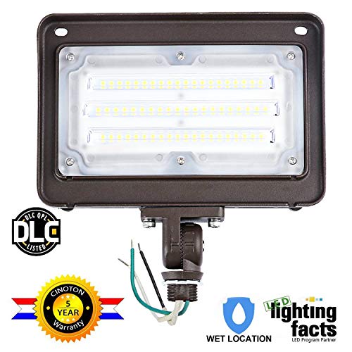 CINOTON 50W LED Flood Light Outdoor, IP65 Waterproof Led Flood Light with Knuckle Mount 5500 Lumen (250W Equivalent) 5000K Daylight LED Flood Light for Yard Garden Garage DLC&ETL Listed