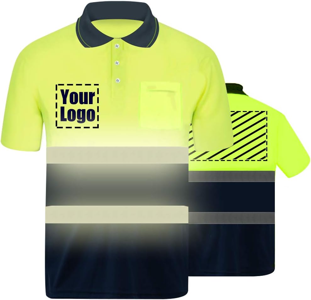 High Visibility Reflective Safety T-Shirt Custom Your Logo Protective Short Sleeve Hi Vis Polo Shirt Outdoor Workwear