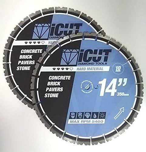 (2) Pack of 14 Inch Cured Concrete Premium Diamond Blades - Laser Welded - 10mm Twin Turbo Segments