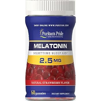 Puritans Pride Melatonin Gummy 2.5 mg Strawberry Flavor-60 Gummies