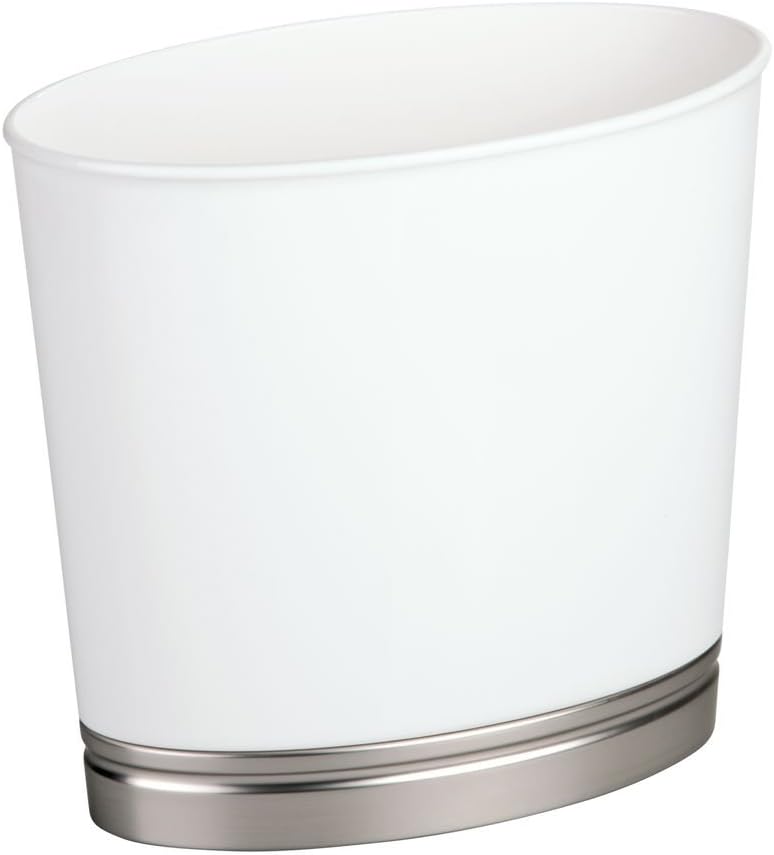 iDesign York Plastic Oval Waste Basket Trash Can for Bathroom, Kitchen