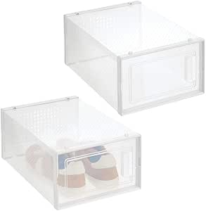 mDesign Juego de 2 Cajas Transparentes para Zapatos ...