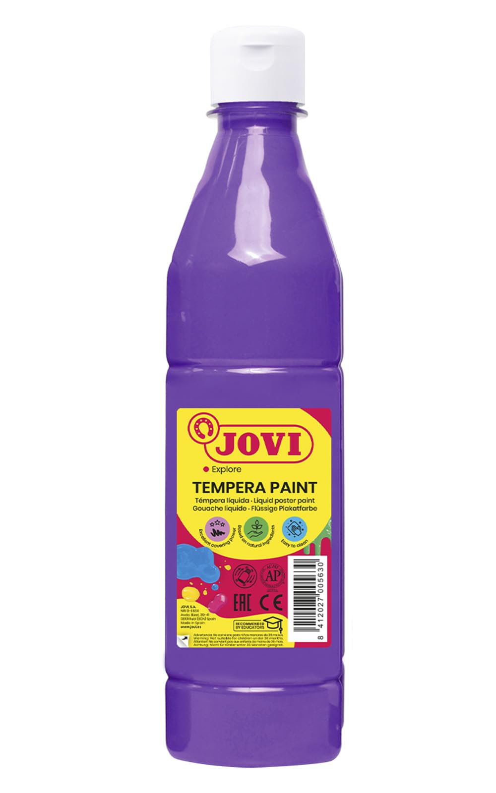 Jovi Poster Paint, Ready-to-Paint Tempera, Water-Based, 500 ml Bottle, Purple