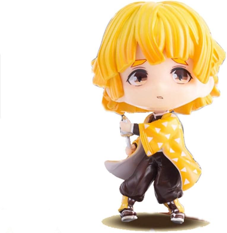 Ruyifang Demon Slayer figures: Kimetsu no Yaiba Q version Giyuu Zenitsu Nezuko PVC figure mini model 3 inch anime fans gift (Color : A)