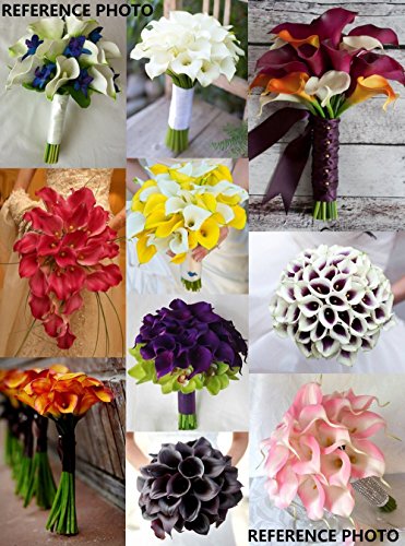 FiveSeasonStuff 10 Stems of Real Touch Calla Lillies (Latex) Artificial Flower Bouquet, Perfect for Wedding, Bridal, Party, Home Office Décor DIY (White & White Pistil) - Thumbnail 5