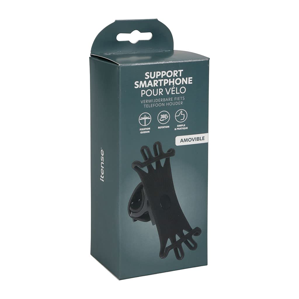 ITENSE - Bicycle phone holder – Removable – Handlebar mount – 360° rotation – Simple and practical – Absorbs vibrations – Compatible with any smartphone – Allows you to have your hands free