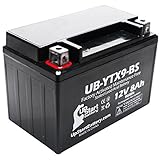 Replacement for 2010 E-Ton Matrix R4-150 150CC Factory Activated, Maintenance Free, Scooter Battery - 12V, 8Ah, UB-YTX9-BS