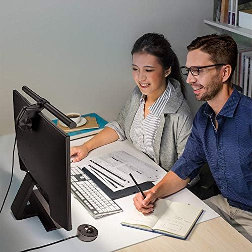 Benq Screenbar Plus Monitor Light With Auto Dimming And Hue Adjustment Features Desktop Dial Control Silver Metallic Usb Powered Office Lamp