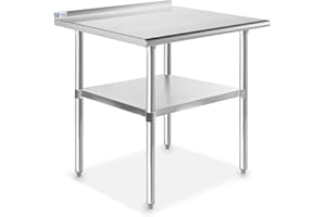 GRIDMANN Stainless Steel Kitchen Prep Table 30 x 24 Inches with Backsplash & Under Shelf, NSF Commercial Work Table for Restaurant and Home