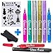 Glass Artist Wine Glass Markers - Pack of 8 with Stencils, Metallic Markers, Glass Charms, Erasable, Safe - Wine Accessories