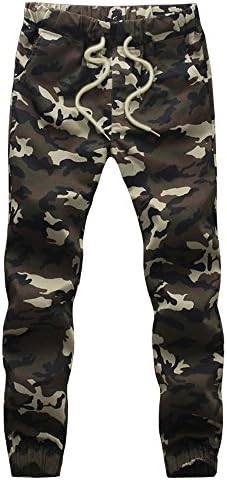 HANQIU Men's Pure Cotton Camouflage Camo Joggers Jogger Pants