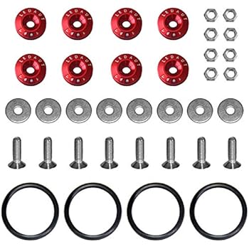 LEDAUT Bumper-Quick-Release-Kit Red-8Pcs Red Finish Car Body Moldings Bumper Quick Release Bumper Fasteners for Car Bumpers Trunk Fender Hatch Lids Kit