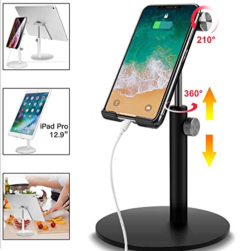 XeeDoo (2020 Upgraded) Phone Stand Holder for Desk, Adjustable Universal Holder Aluminum Solid Potable Compatible with iPhone /iPad/ Smart Cell Phone/ Tablet (4-13inch) Black