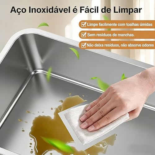 Caixa de Areia para Gatos em Aço Inoxidável com Tampa, Anti-vazamento, Fácil de Limpar, para Gatos Grandes e Múltiplos, Inclui Pá, bandeja de areia extra grande de aço