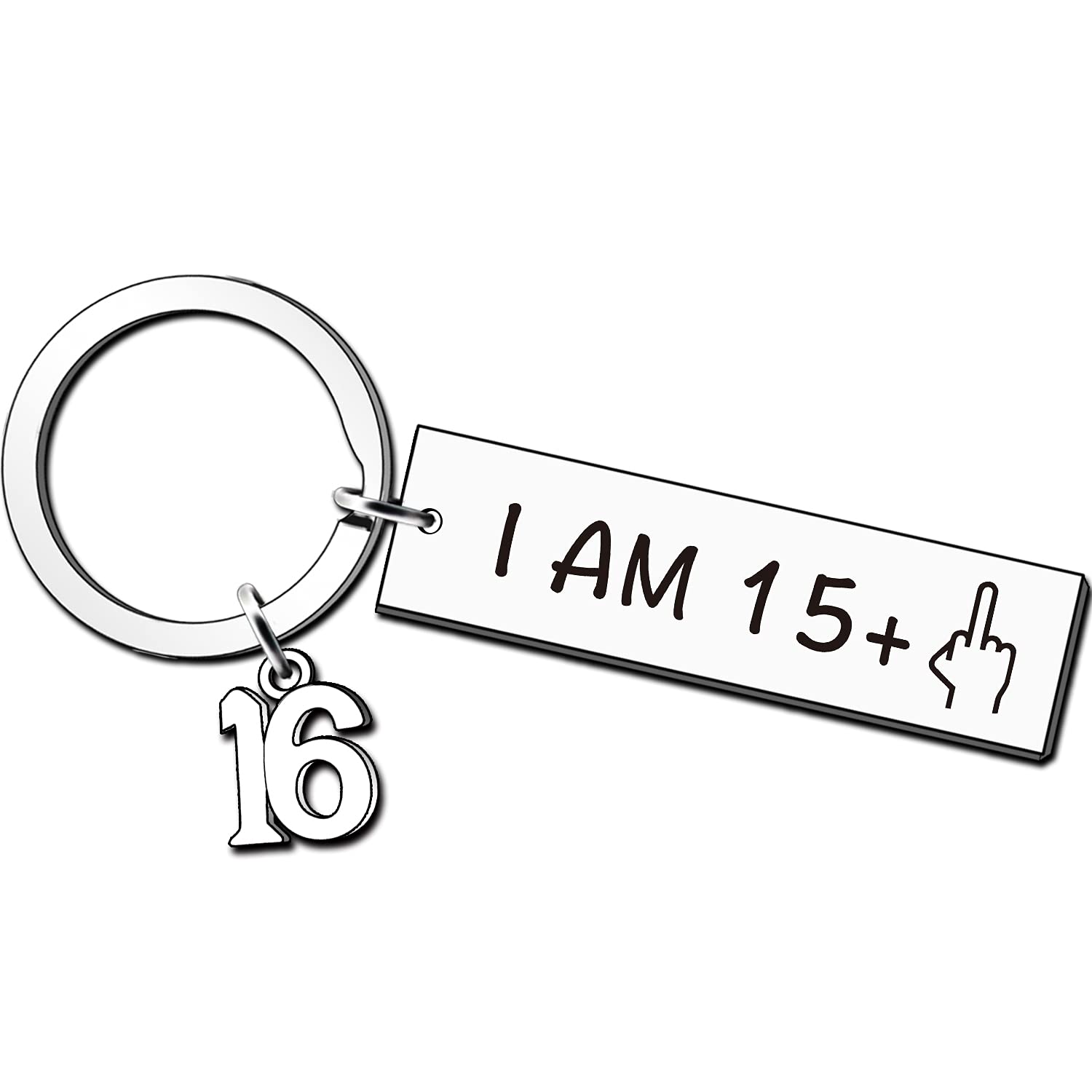 JMIMO Funny 16th Birthday Gifts for Boys Girls Happy Bday Stainless Steel Keyring Idea as a Joke Celebration Best 16th Birthday Presents