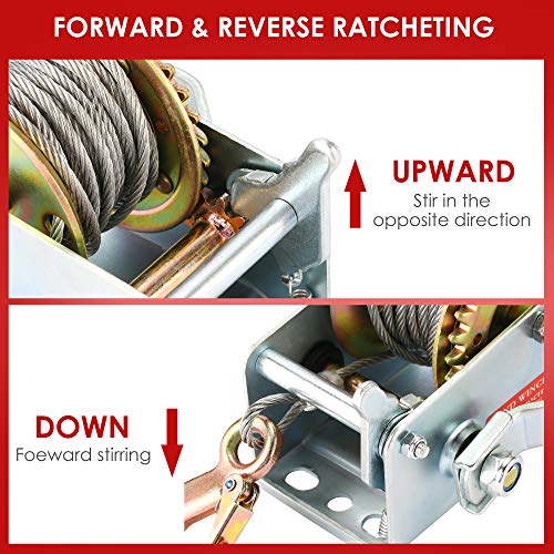 Aceshin 600lbs Heavy Duty Hand Winch - Steel Cable Crank Gear Winch with 8m Steel Wire,Manual Operated Ratchet ATV Boat Trailer Marine - Image 4
