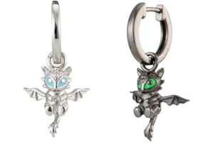 BOLENVI Mismatch Silver & Black Dragon Hoop Dangling Earrings Jewelry, Enamel & 925 Sterling Silver Posts