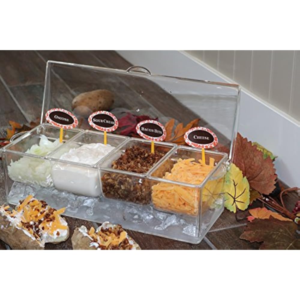 Large Clear Condiment Server Organizer Ice With Containers And Lid