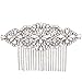 Fairy Moda Long Crystal Floral Bridal Wedding Hair Comb Silver Tone for Women (Width 4 1/8