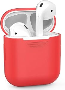 AirSha Compatible for AirPods Case 2 & 1(AirPods 1 case & AirPods 2 case) Protective Silicone Cover and Skin for AirPods Charging Case[Support Wireless Charging] (Red)
