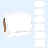 Yeachlaing White Labels - 250 PCS 3" x 2" Fancy Shape Stickers for Storage Box or Food Jars