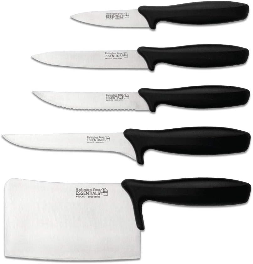 Rockingham Forge Range 17.5cm Nakiri Knife - Lightweight Sharp Stainless Steel Kitchen Knives with Black Handle - Image 4