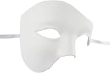 Lilwemen Mens Phantom of The Opera Masquerade Mask Half Face White Plastic view 3