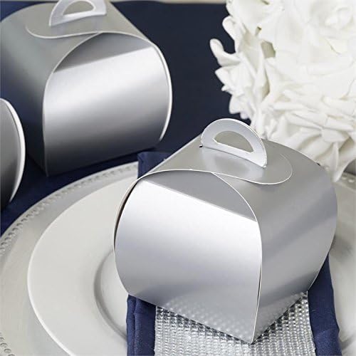 Efavormart 25pcs Silver Cupcake Purse Favor Boxes for Candy Treat Gift Wrap Box Party Favor Boxes for Bridal Shower Wedding Party