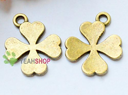 Antique Brass Pendants - Four Leaf Clover - 15mmx19mm - 50 PCS (JP120)