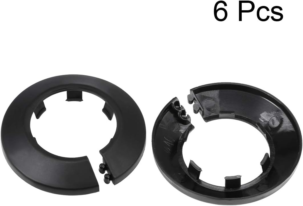 sourcing map 40-41mm Pipe Cover Decoration PP Plastic Water Pipe Escutcheon Black 6pcs, 41.5 mm - Image 3